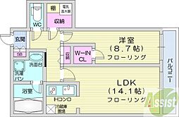 ビッグパレス南5条 1LDKの間取図画像