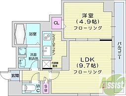 レジディアキタニジョウイースト2 1LDKの間取図画像
