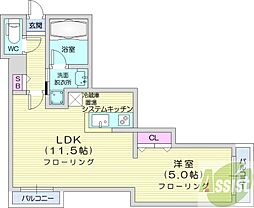 フォンテーヌ麻生 1LDKの間取図画像