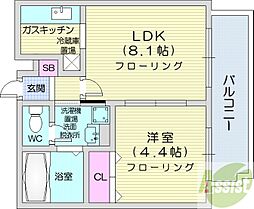 NorthPoints北円山 1LDKの間取図画像