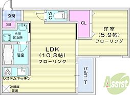 札幌市中央区北三条東7丁目マンション 1LDKの間取図画像