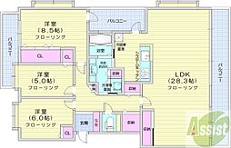 ライオンズマンション知事公館前 3LDKの間取図画像