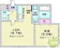 タカライーストプレイス 1LDKの間取図画像