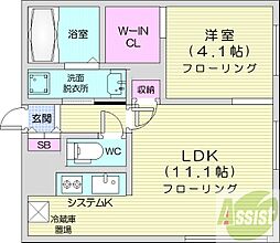 JANUSresidences南郷Hills 1LDKの間取図画像