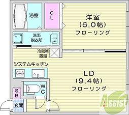 札幌市白石区栄通10丁目マンション 1LDKの間取図画像