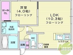 仮)南郷通14丁目北 MS 1LDKの間取図画像