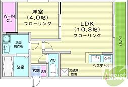 仮)南郷通14丁目北 MS 1LDKの間取図画像