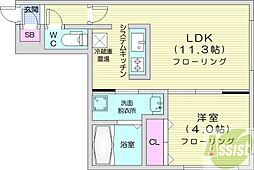 仮)南郷通14丁目北 MS 1LDKの間取図画像