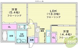 ラ・メゾン・麻生 2LDKの間取図画像