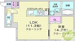 札幌市中央区南十条西15丁目マンション 1LDKの間取図画像