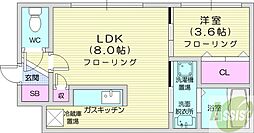 ピュアゴールド 1DKの間取図画像