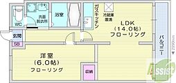 くるみハイツ 1LDKの間取図画像