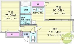 ノーマルヒル元町 2LDKの間取図画像
