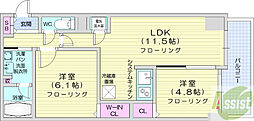 プライムアーバン北3条通 2LDKの間取図画像