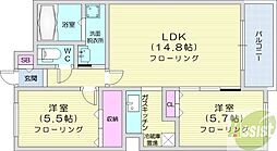 アビタシオン美香保 2LDKの間取図画像