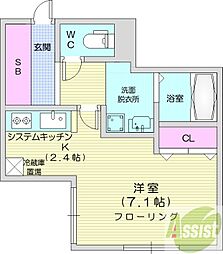 ガーデンストーン西野 1Kの間取図画像