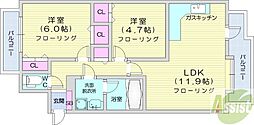 ドミ山鼻拾条 2LDKの間取図画像
