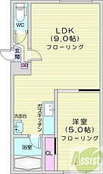 モアニューストリート 1LDKの間取図画像