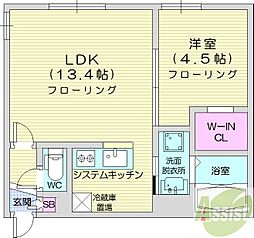 POEM南8条 1LDKの間取図画像