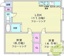 カーサエスパシオ 2LDKの間取図画像