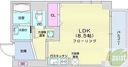 デュオヴェール 1Kの間取図画像