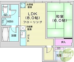 キャッスルエルム 1LDKの間取図画像