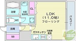 デュオヴェール 1Kの間取図画像