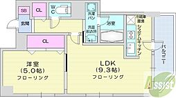 ノースアージュ中島公園 1LDKの間取図画像