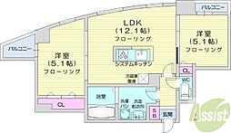 partire創成イースト 2LDKの間取図画像