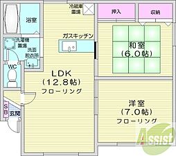 K.Hヒルズ 2LDKの間取図画像