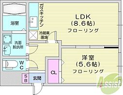アビタ元町 1LDKの間取図画像