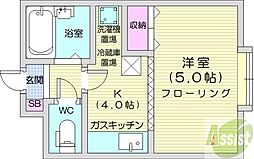 プレサント北8条A 1DKの間取図画像