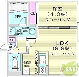 アクティベイト南郷13丁目スクエア 1LDKの間取図画像