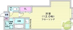 ベイシティオキ ワンルームの間取図画像
