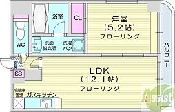 さくらハイツ3 1LDKの間取図画像