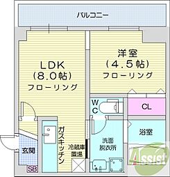 シティテラス南5条 1LDKの間取図画像