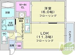 アストリアミヤノモリ 1LDKの間取図画像