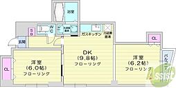 プレミエール中島公園通 2DKの間取図画像