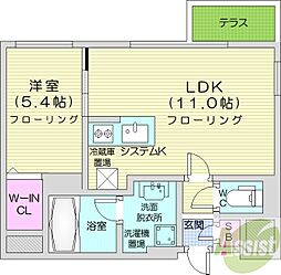 シェル山鼻 1LDKの間取図画像
