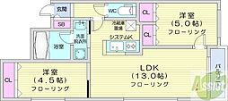 BlancShard大通東 2LDKの間取図画像
