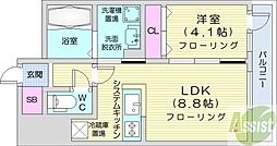 グランカーサ南6条 1LDKの間取図画像