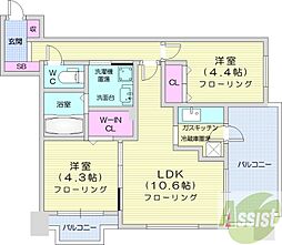 S-FORT北大前 2LDKの間取図画像