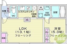 TiAMON22 1LDKの間取図画像