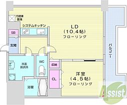 UURコート札幌北三条 1LDKの間取図画像