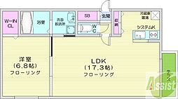 シャトーライフ中島公園1 1LDKの間取図画像