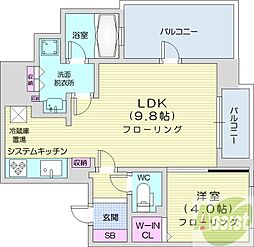 ネベル円山公園表参道 1LDKの間取図画像