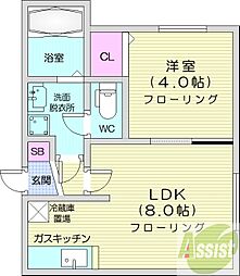 ヴィラ・フローラ 1LDKの間取図画像
