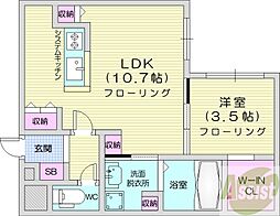casaAT月寒中央 1LDKの間取図画像