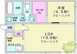 アートパーク2 1LDKの間取図画像