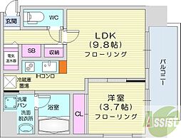 イリオスディオ 1LDKの間取図画像